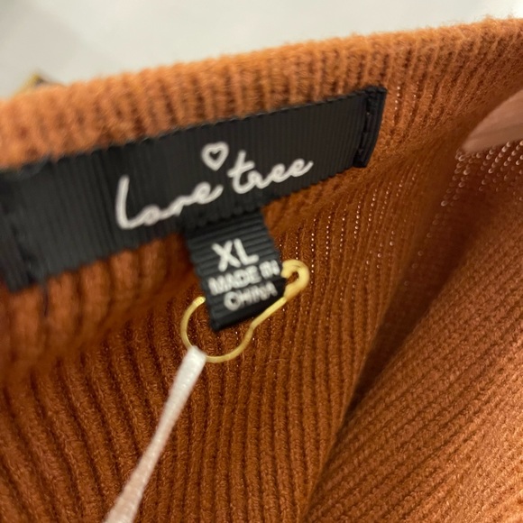 Love Tree Woman’s Tight Knit Brown Long Dolman Sleeve Sweater - Picture 3 of 8